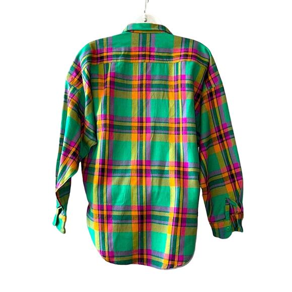 VINTAGE 1980’s Dead Stock Pinot Noìr Oversized Plaid Blouse Size Small - Picture 4 of 7